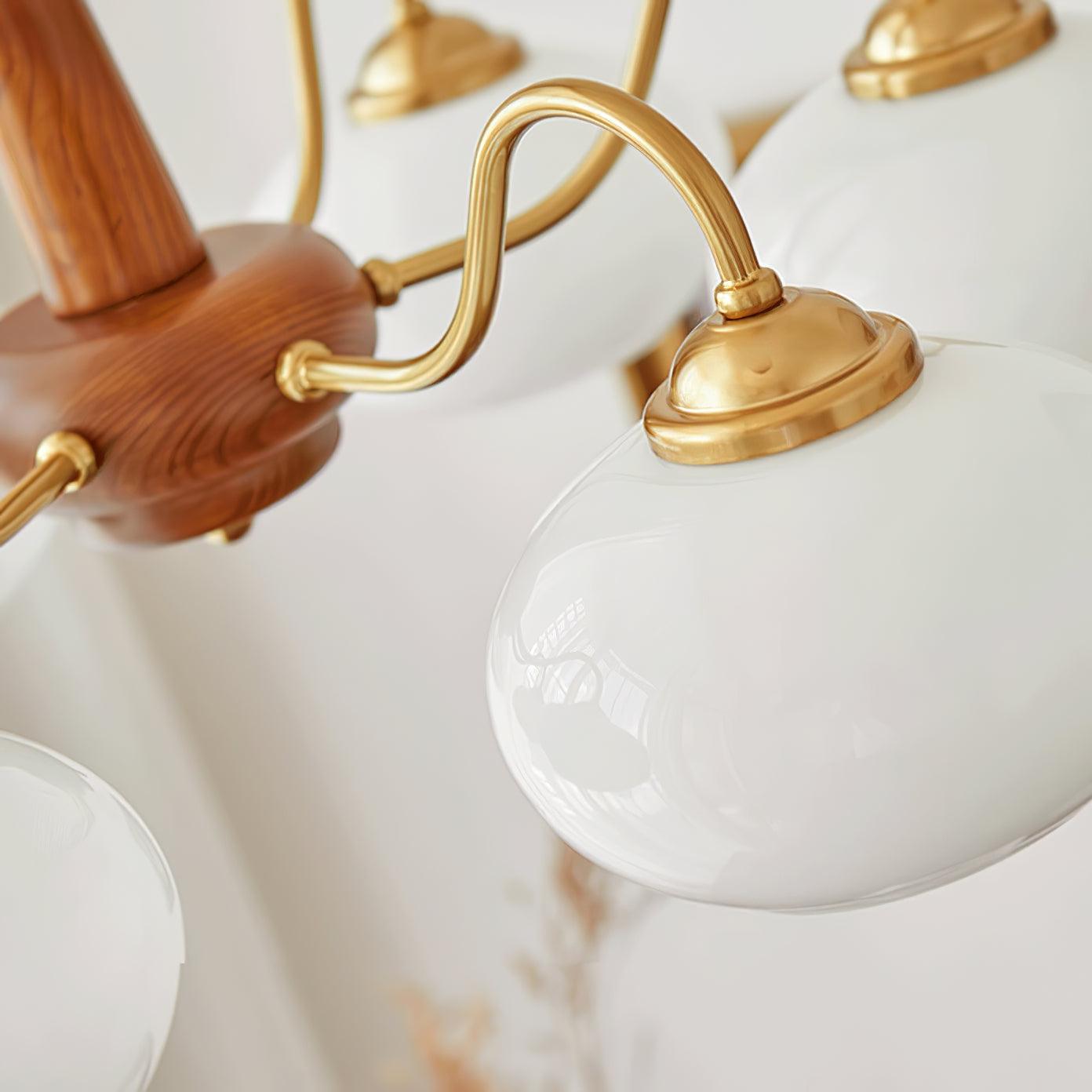 Elegant Persimmon Glass Chandelier Mid Century Modern Pendant Lighting