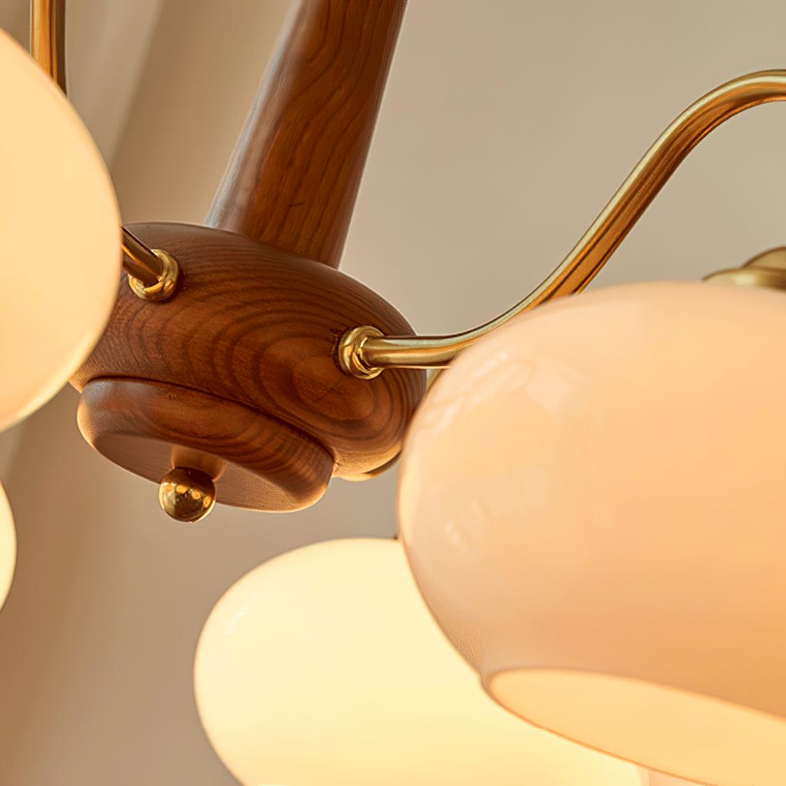 Elegant Persimmon Glass Chandelier Mid Century Modern Pendant Lighting