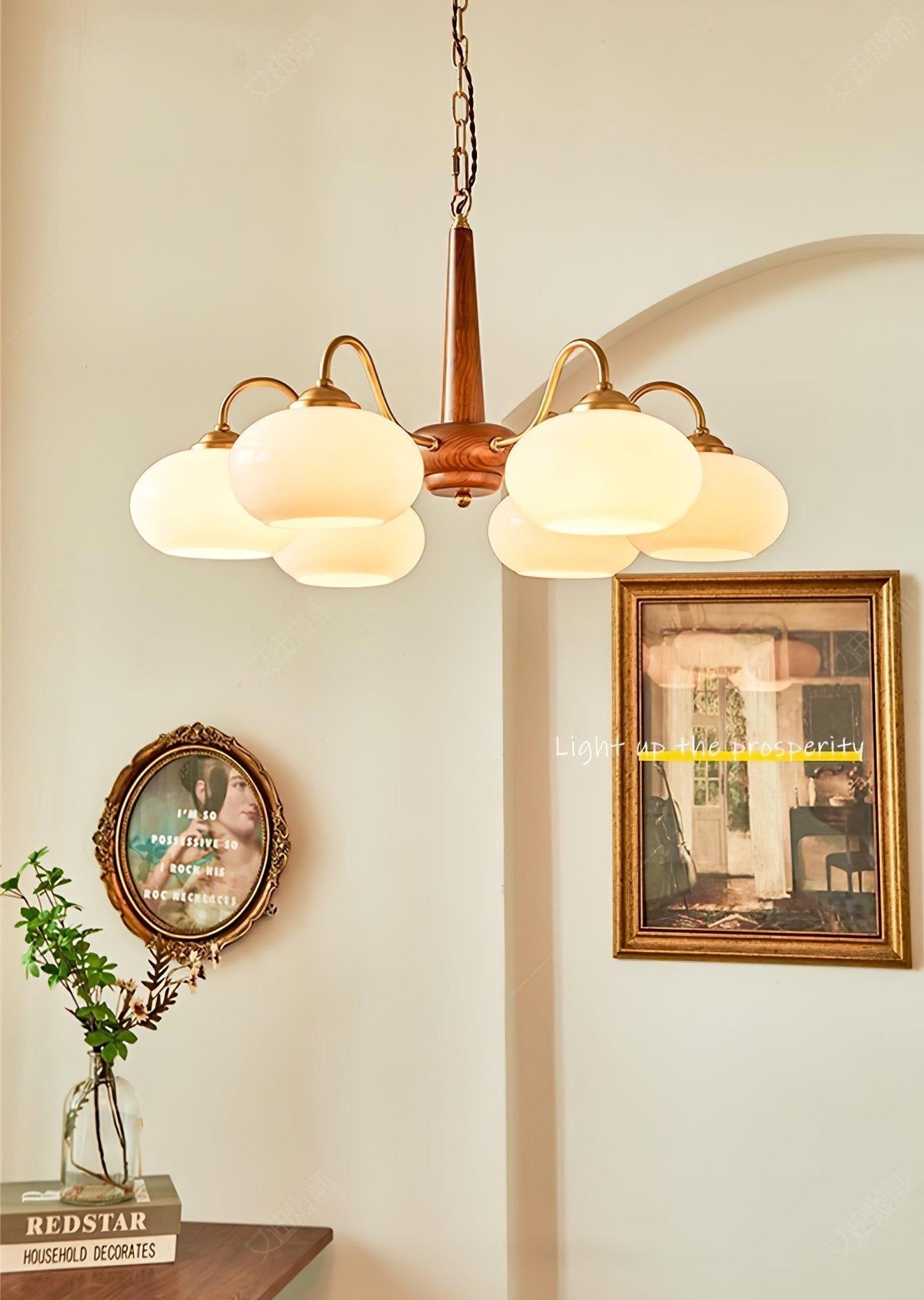 Elegant Persimmon Glass Chandelier Mid Century Modern Pendant Lighting