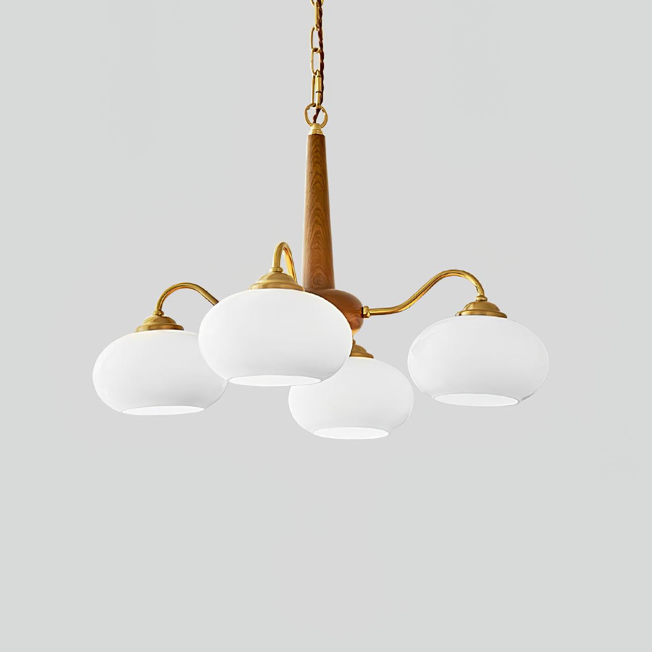 Elegant Persimmon Glass Chandelier Mid Century Modern Pendant Lighting