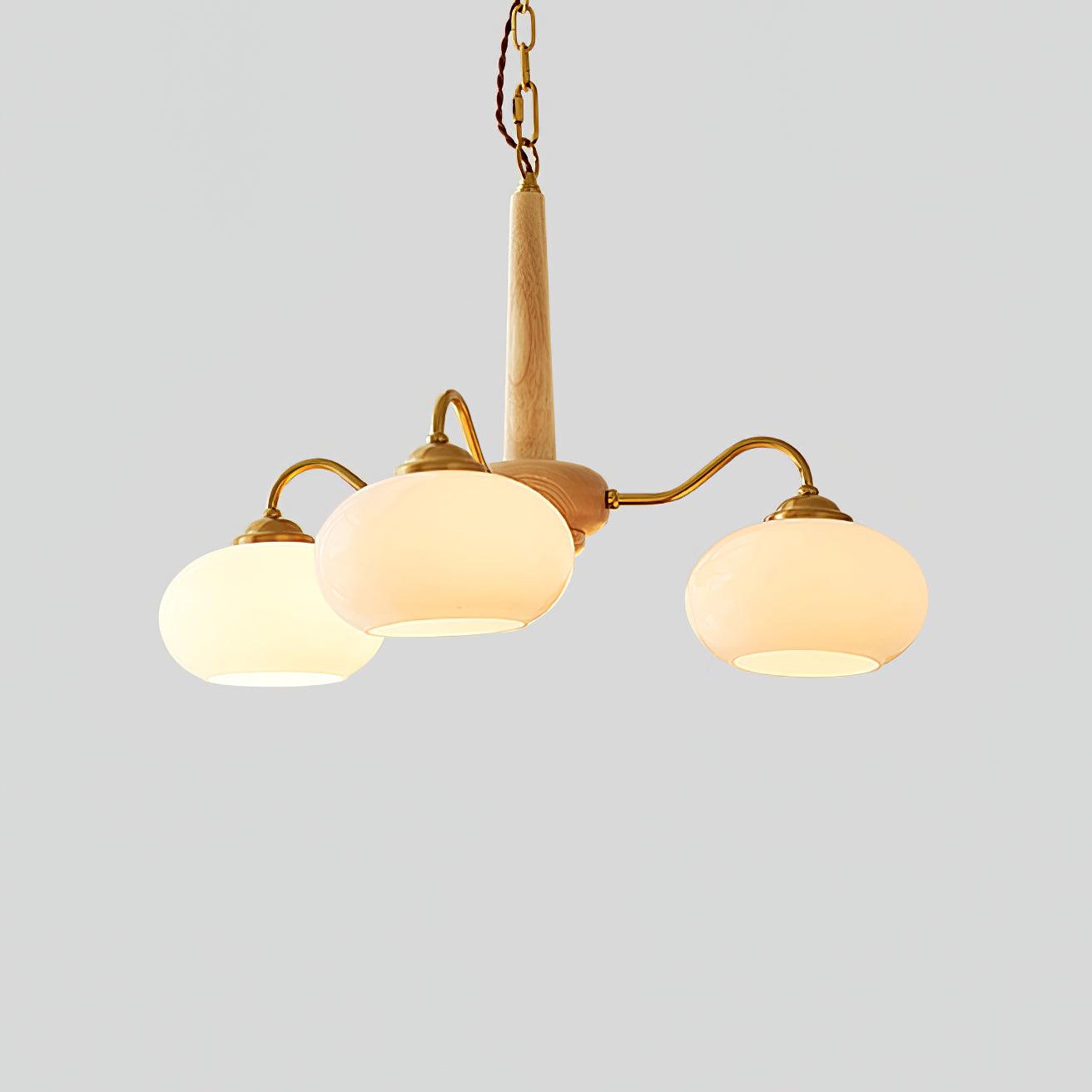 Elegant Persimmon Glass Chandelier Mid Century Modern Pendant Lighting