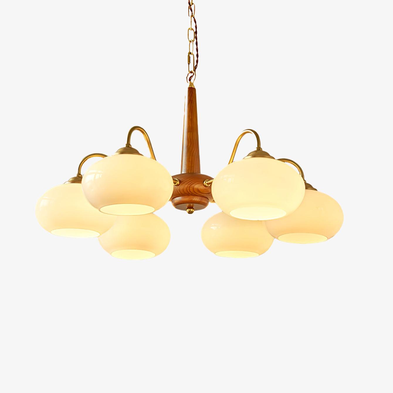 Elegant Persimmon Glass Chandelier Mid Century Modern Pendant Lighting