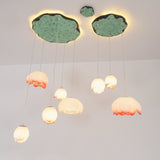 Elegant Pink and White Lotus Crown Floral Chandelier for Modern Living Spaces and Bedrooms