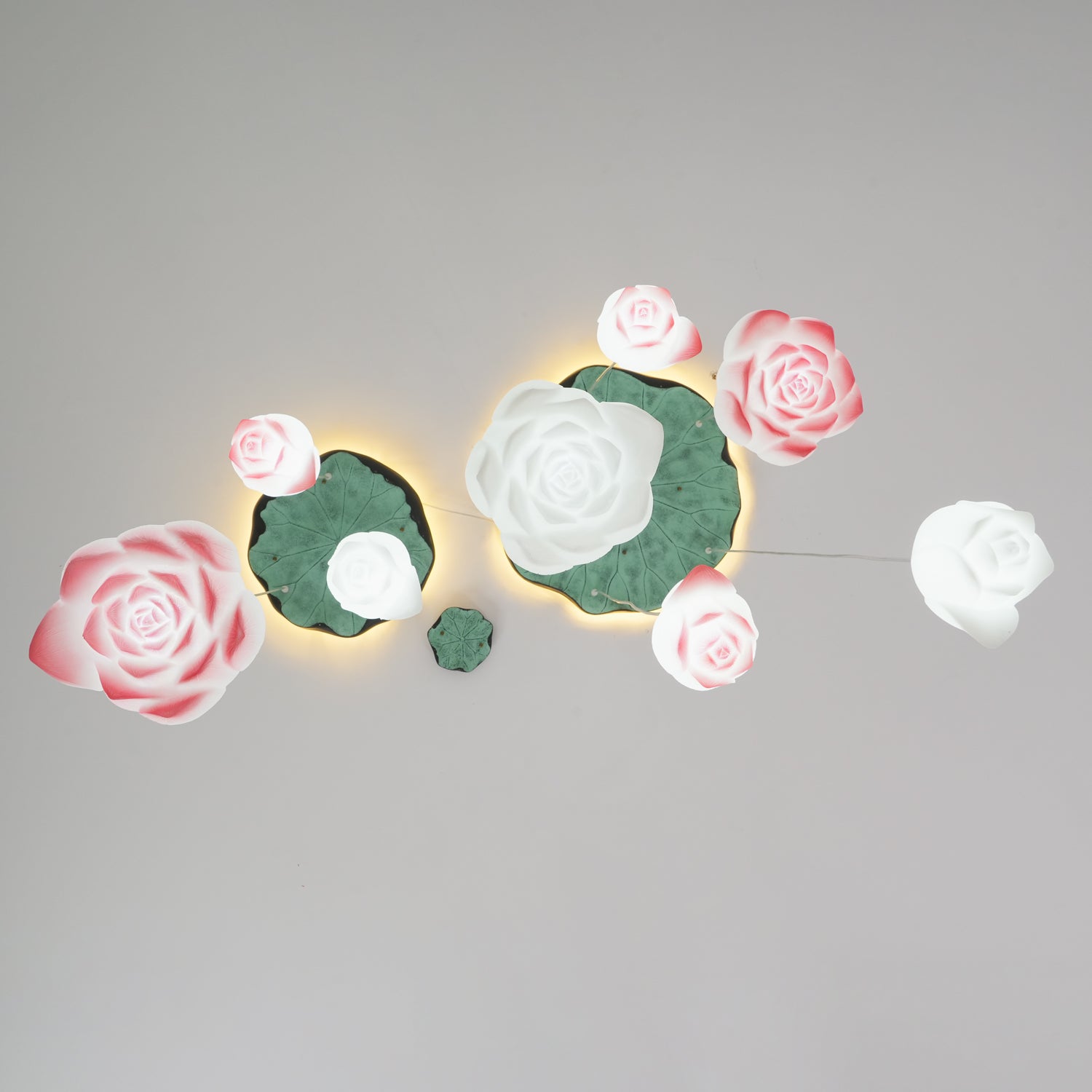 Elegant Pink and White Lotus Crown Floral Chandelier for Modern Living Spaces and Bedrooms