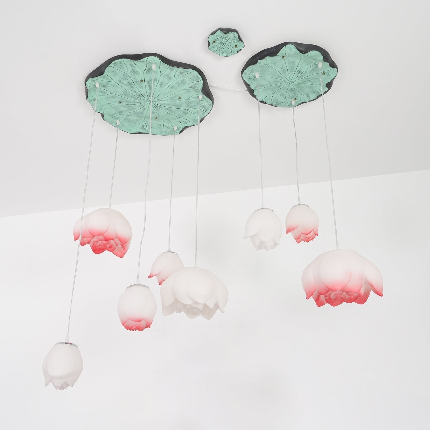 Elegant Pink and White Lotus Crown Floral Chandelier for Modern Living Spaces and Bedrooms