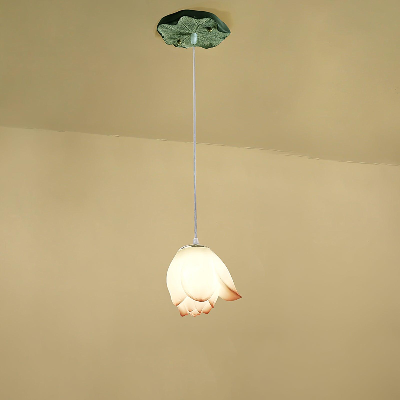 Elegant Pink and White Lotus Crown Floral Chandelier for Modern Living Spaces and Bedrooms