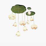 Elegant Pink and White Lotus Crown Floral Chandelier for Modern Living Spaces and Bedrooms
