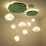 Elegant Pink and White Lotus Crown Floral Chandelier for Modern Living Spaces and Bedrooms