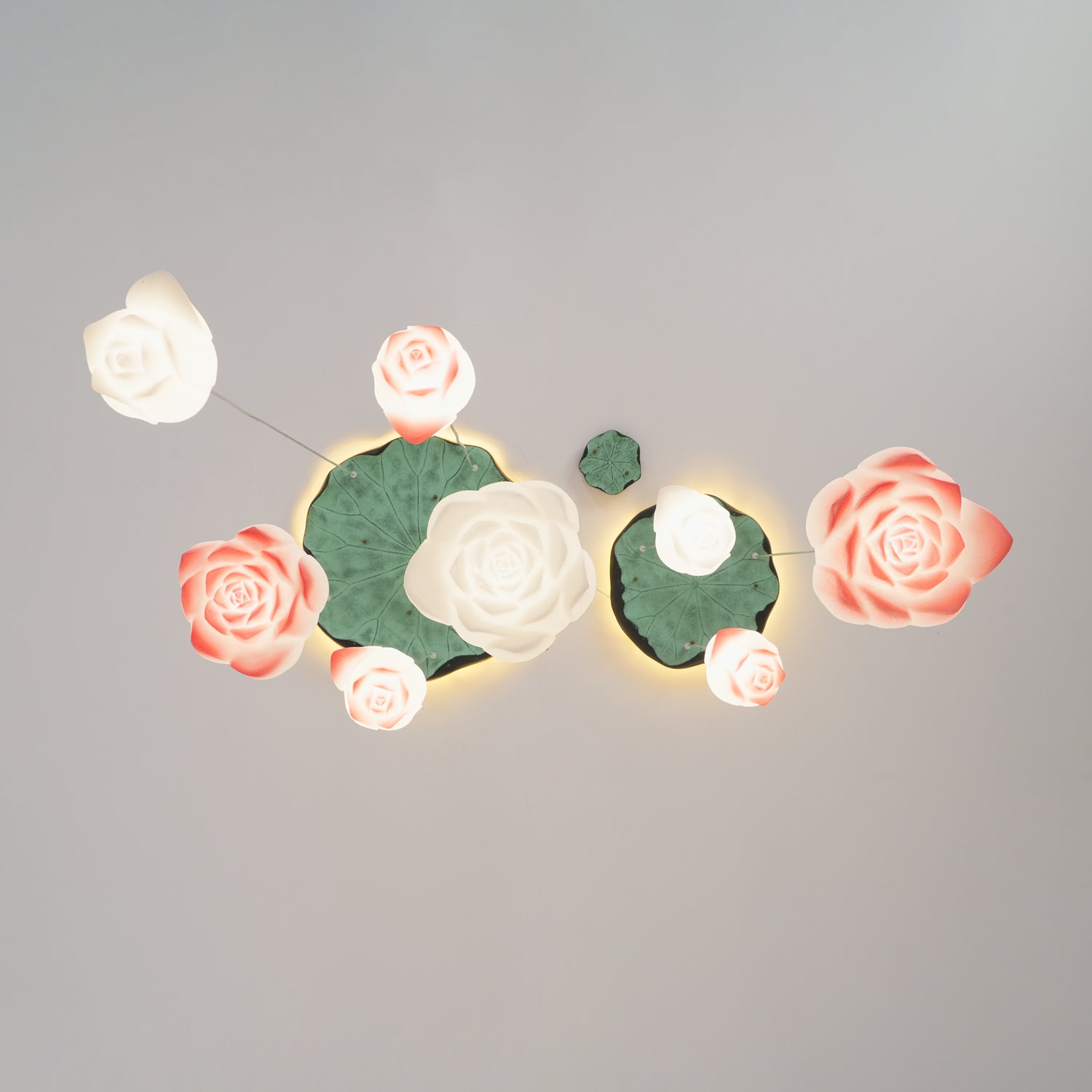 Elegant Pink and White Lotus Crown Floral Chandelier for Modern Living Spaces and Bedrooms