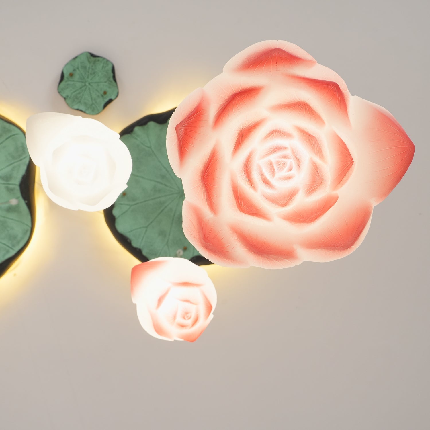 Elegant Pink and White Lotus Crown Floral Chandelier for Modern Living Spaces and Bedrooms
