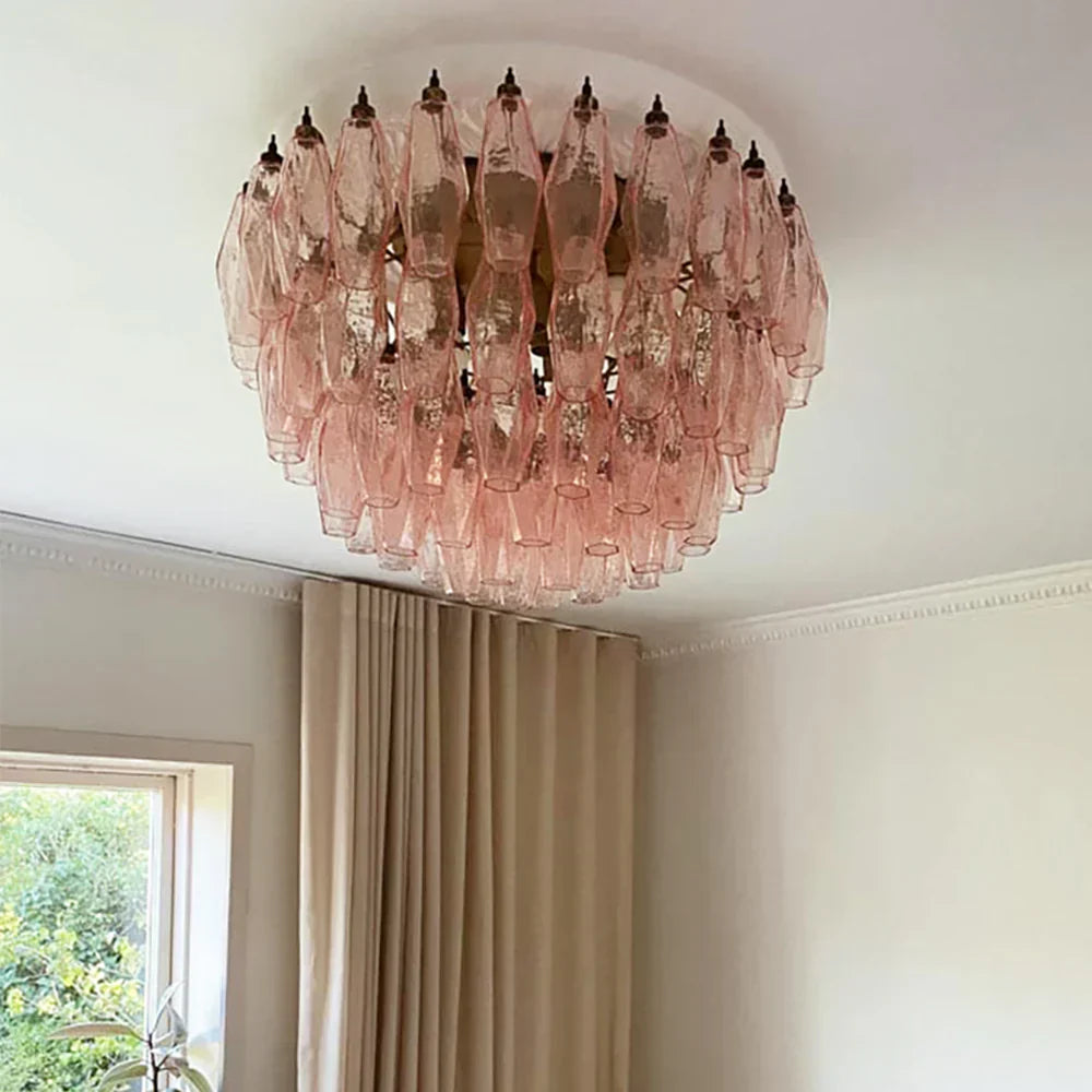 elegant-pink-murano-glass-poliedri-flush-mount-ceiling-light-for-living-room