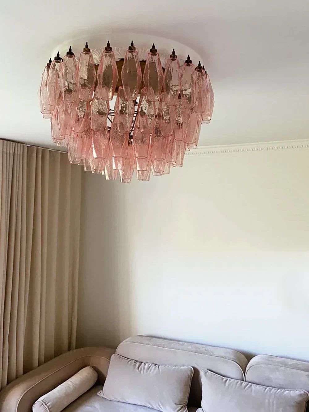 elegant-pink-murano-glass-poliedri-flush-mount-ceiling-light-for-living-room