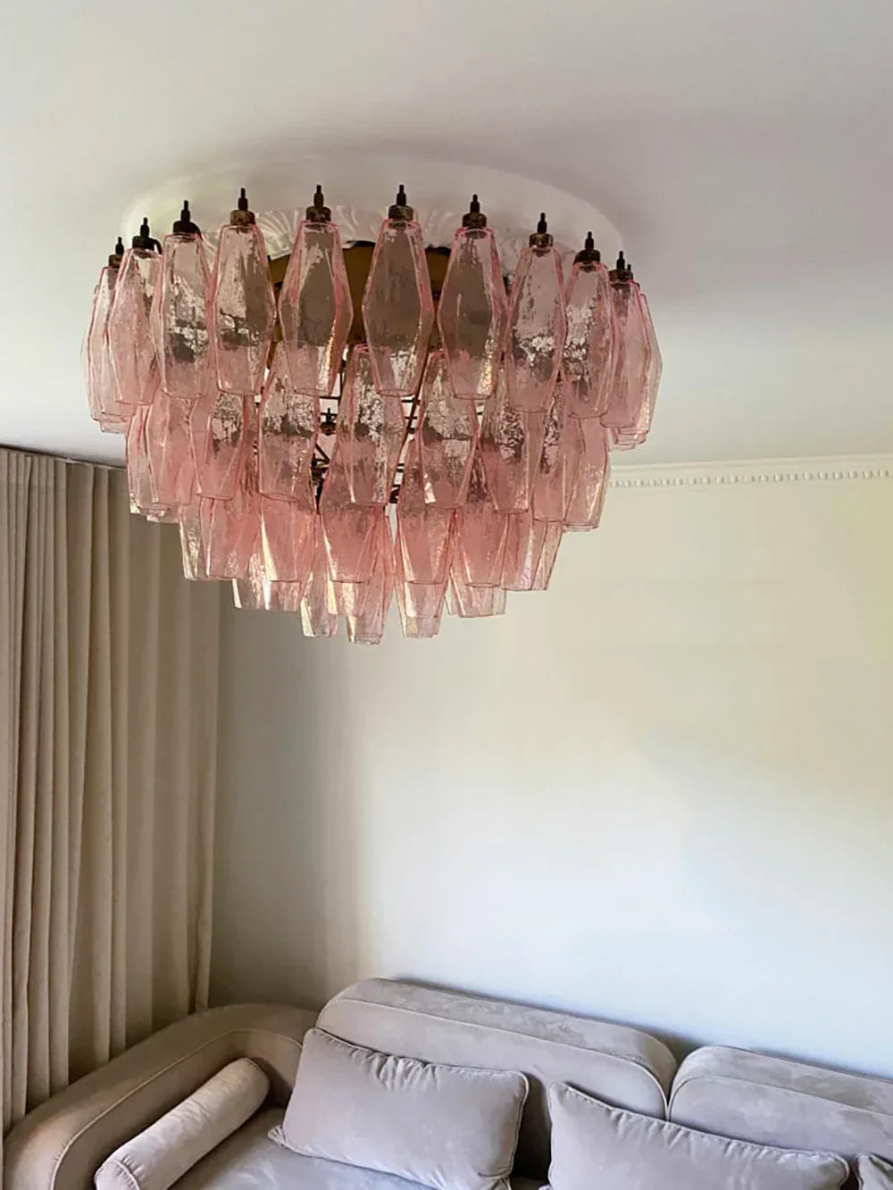elegant-pink-murano-glass-poliedri-flush-mount-ceiling-light-for-living-room