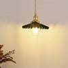 Elegant Pleated Ceramic LED Pendant Lighting Vintage Brass Hanging Light for Dining Table and Bedroom