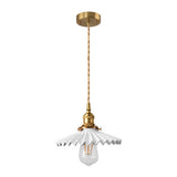 Elegant Pleated Ceramic LED Pendant Lighting Vintage Brass Hanging Light for Dining Table and Bedroom