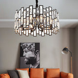 Elegant Postmodern Crystal Chandelier with Three Color LED for Living Room and Dining Space