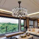 Elegant Postmodern Crystal Chandelier with Three Color LED for Living Room and Dining Space
