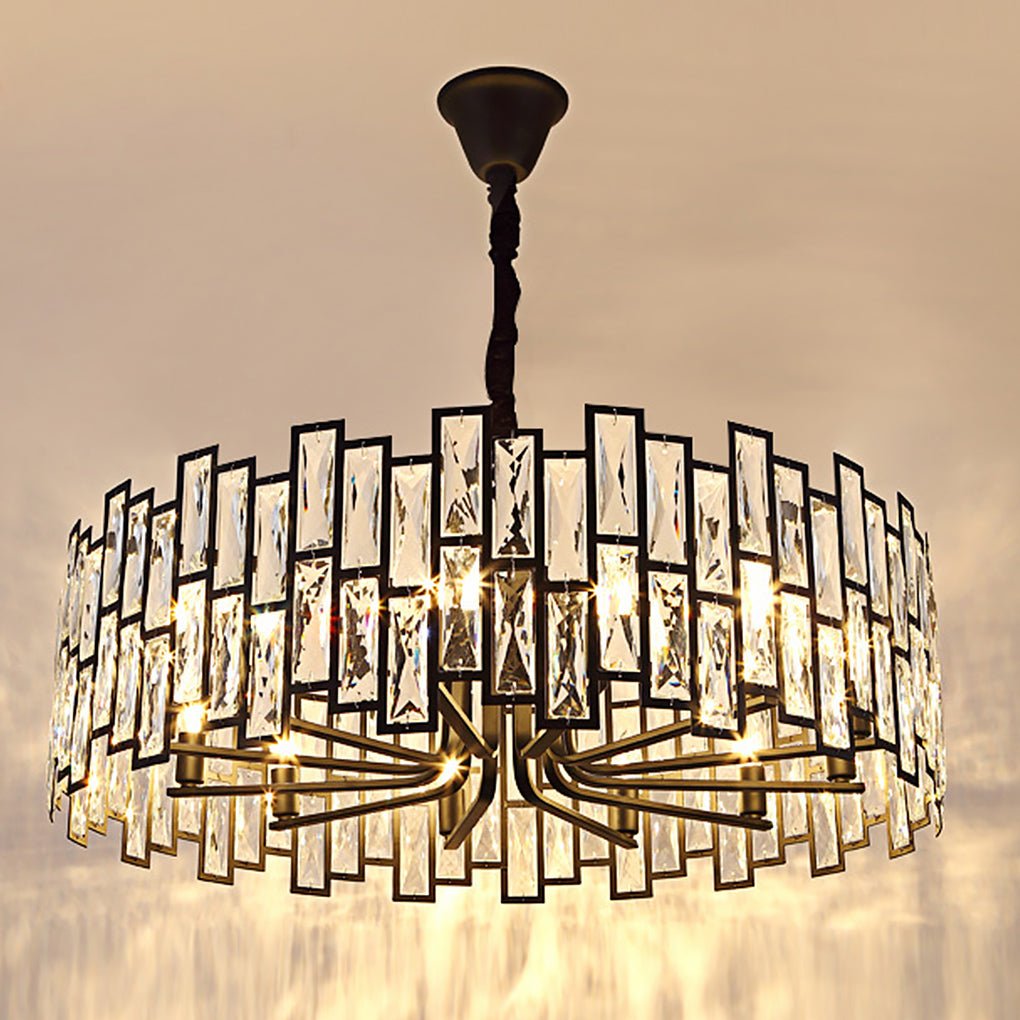 Elegant Postmodern Crystal Chandelier with Three Color LED for Living Room and Dining Space