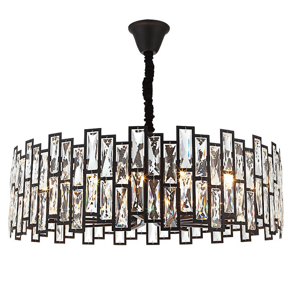 Elegant Postmodern Crystal Chandelier with Three Color LED for Living Room and Dining Space