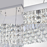 Elegant Rectangular K9 Crystal Raindrop Chandelier Chrome Pendant Light for Dining Areas