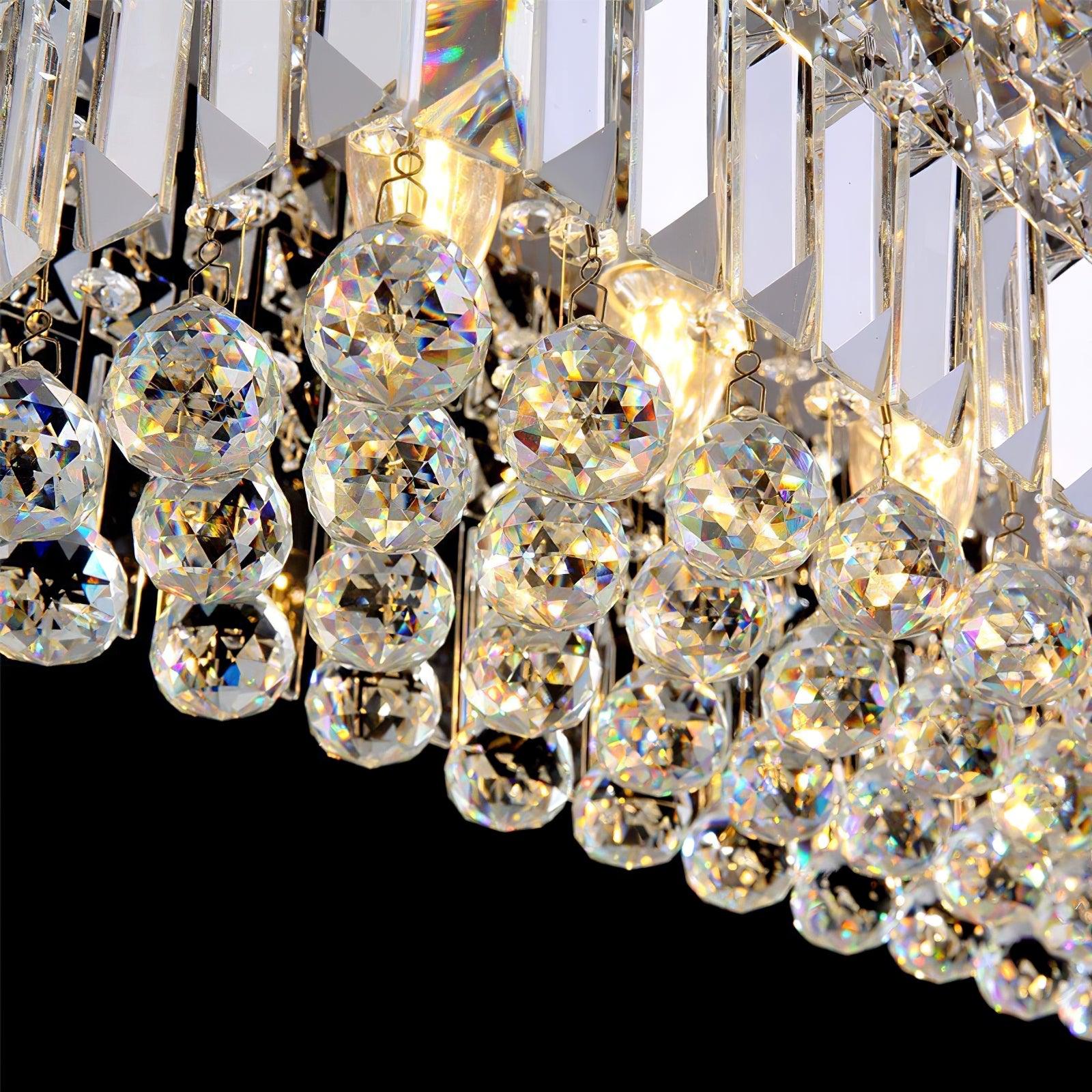 Elegant Rectangular K9 Crystal Raindrop Chandelier Chrome Pendant Light for Dining Areas