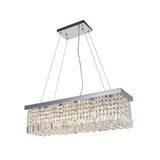 Elegant Rectangular K9 Crystal Raindrop Chandelier Chrome Pendant Light for Dining Areas