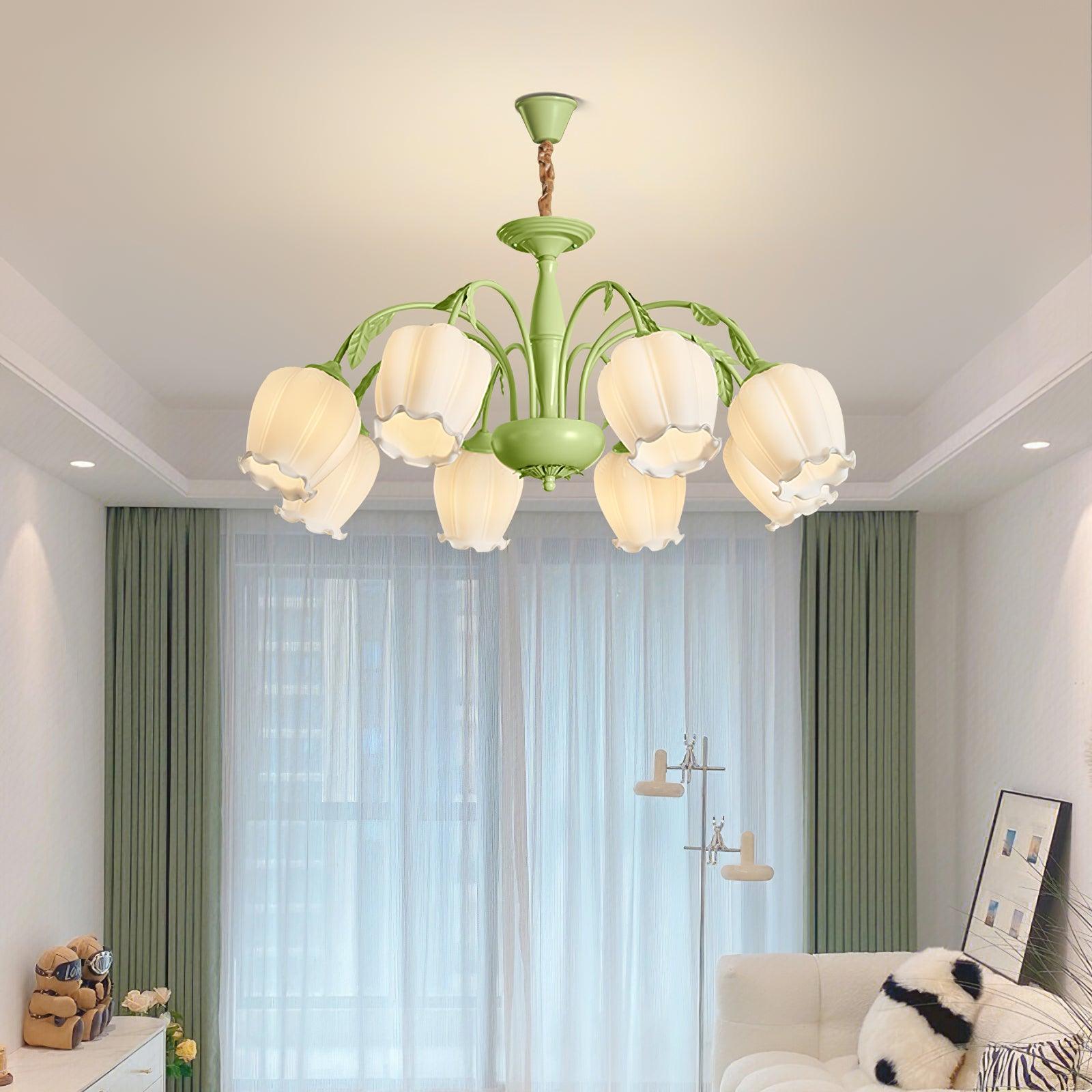 Elegant Rococo Style Floral Glass Chandelier Vintage Ceiling Pendant Light Fixture
