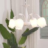 Elegant Rococo Style Floral Glass Chandelier Vintage Ceiling Pendant Light Fixture