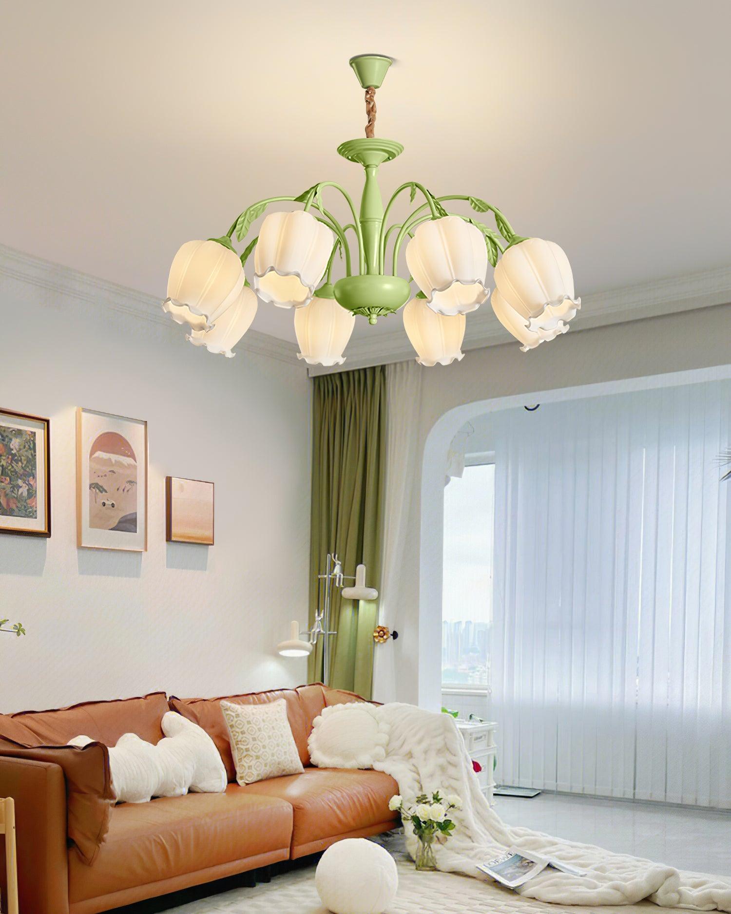Elegant Rococo Style Floral Glass Chandelier Vintage Ceiling Pendant Light Fixture