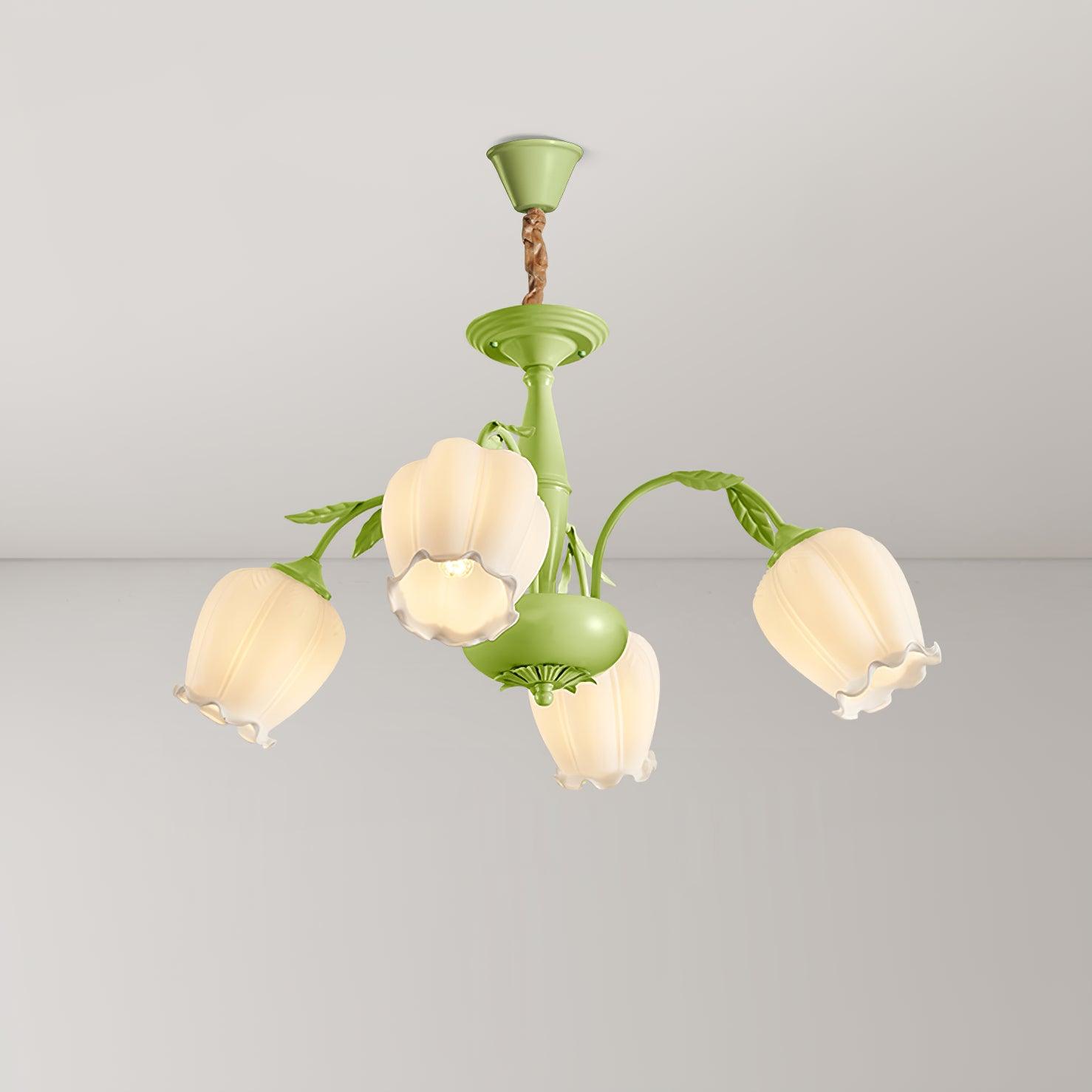 Elegant Rococo Style Floral Glass Chandelier Vintage Ceiling Pendant Light Fixture