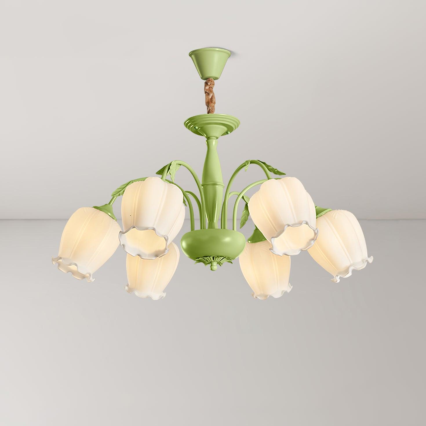 Elegant Rococo Style Floral Glass Chandelier Vintage Ceiling Pendant Light Fixture