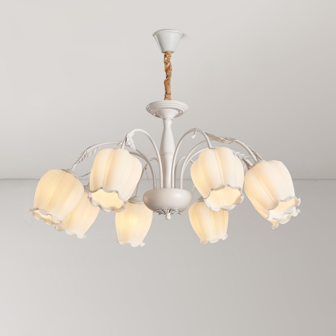 Elegant Rococo Style Floral Glass Chandelier Vintage Ceiling Pendant Light Fixture
