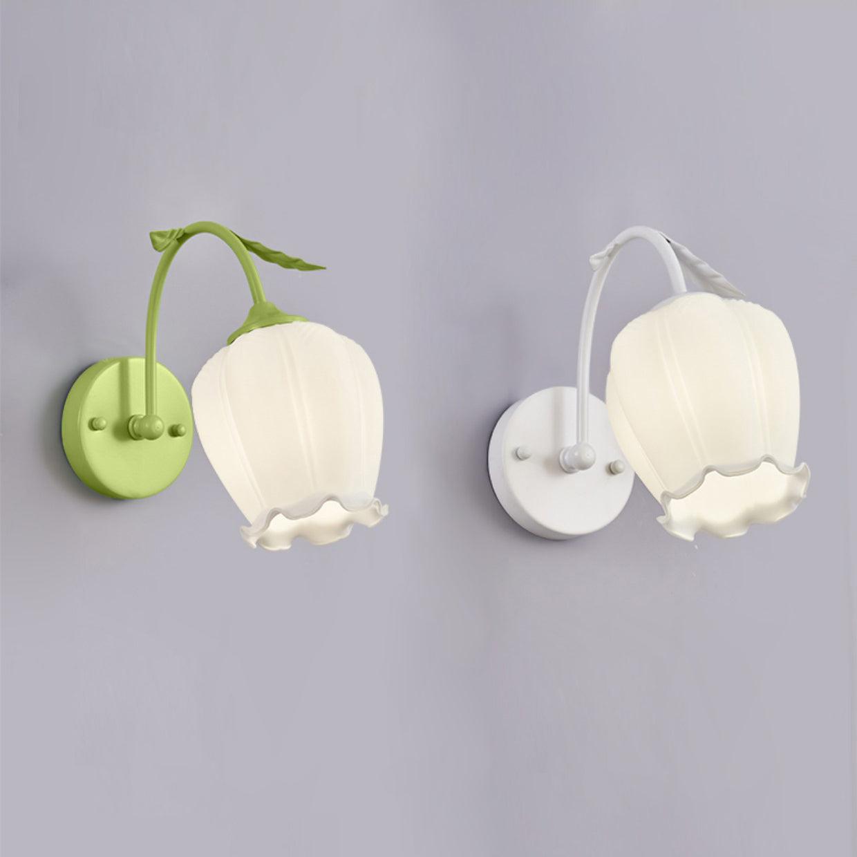 Elegant Rococo Style Metal and Glass Wall Lamp Sconce Lighting Set of Two