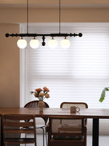 Elegant Roman Column Crown Chandelier in Walnut Wood and White Glass for Dining Room