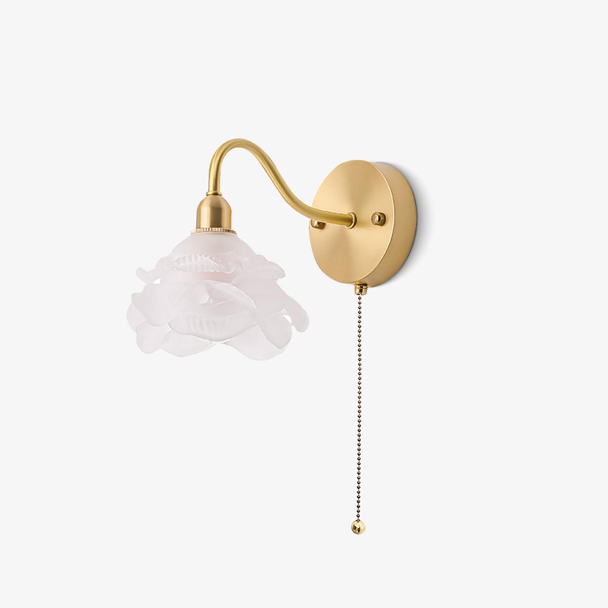 Elegant Rose Brass Wall Light Bracket Sconce with Frosted Glass Shade
