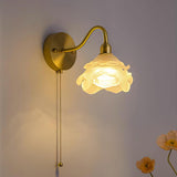 Elegant Rose Brass Wall Light Bracket Sconce with Frosted Glass Shade