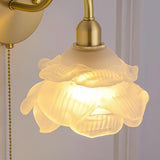 Elegant Rose Brass Wall Light Bracket Sconce with Frosted Glass Shade