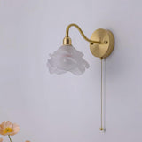 Elegant Rose Brass Wall Light Bracket Sconce with Frosted Glass Shade