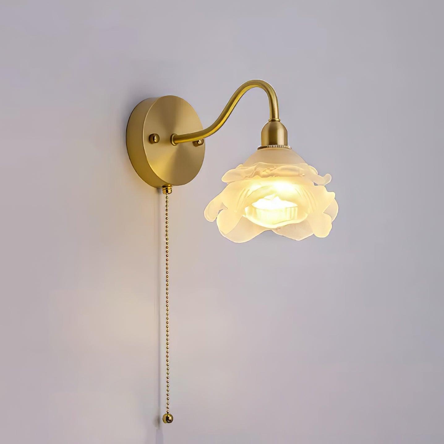 Elegant Rose Brass Wall Light Bracket Sconce with Frosted Glass Shade