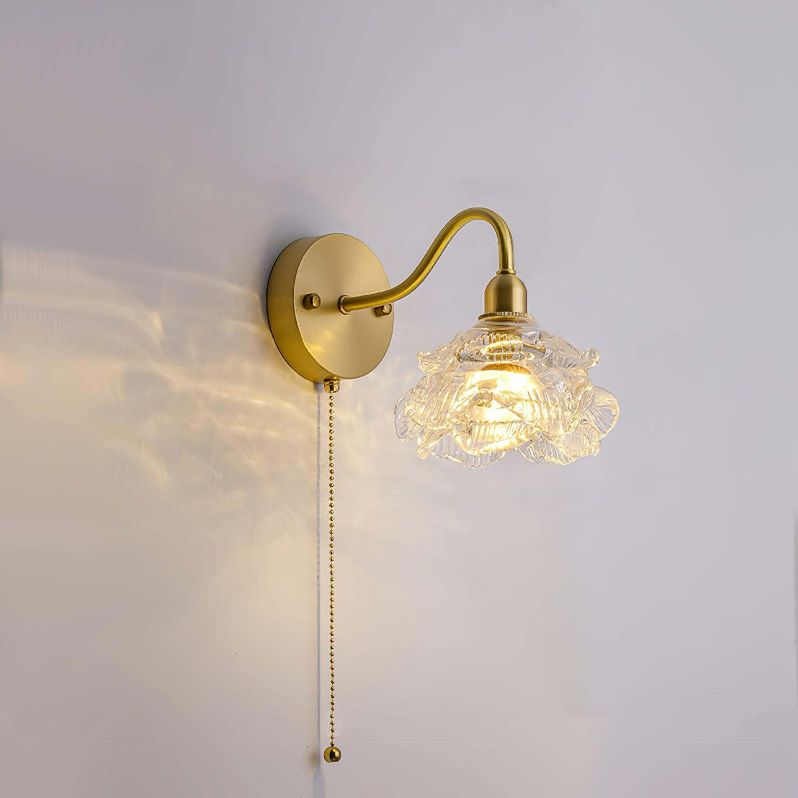 Elegant Rose Brass Wall Light Bracket Sconce with Frosted Glass Shade