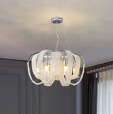 Elegant Rose Gold Mesh Crystal Chandelier Round Cascading Tiered Pendant Lighting