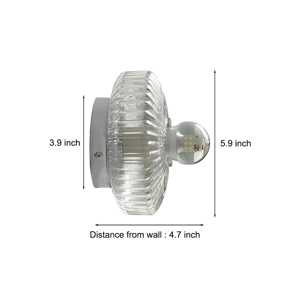 Elegant Round Glass Lid Wall Sconce Chromed Metal Medieval Modern Lamp for Hallway and Mirror