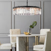 Elegant Round Metal Crystal Strip Pendant Light American Style Hanging Chandelier