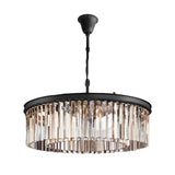 Elegant Round Metal Crystal Strip Pendant Light American Style Hanging Chandelier