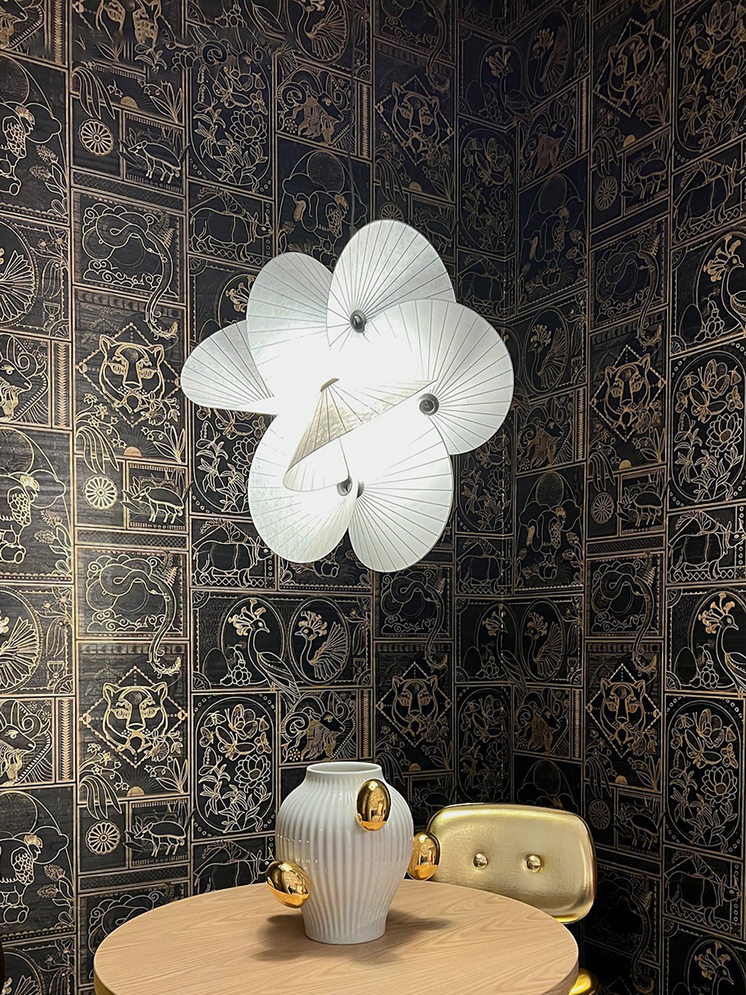 Elegant Scalloped Fabric Pendant Light Modern Indoor Hanging Fixture for Home