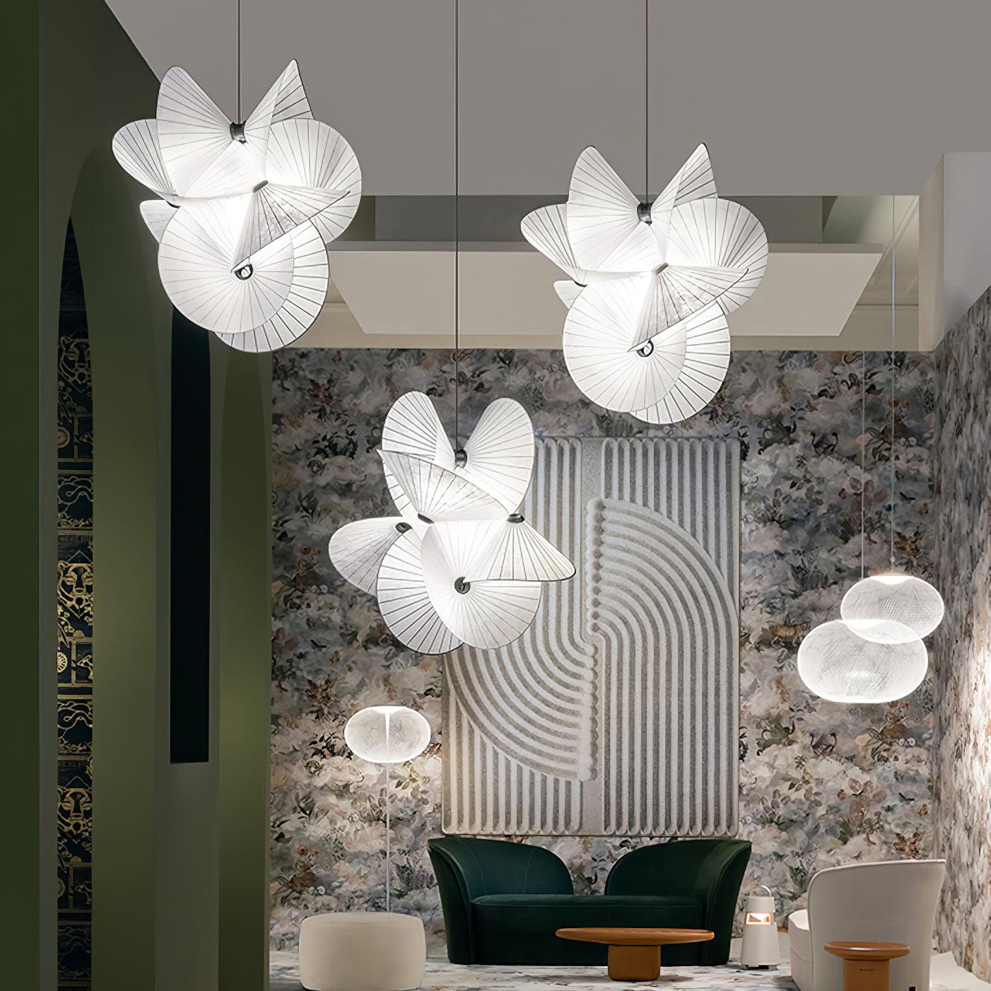 Elegant Scalloped Fabric Pendant Light Modern Indoor Hanging Fixture for Home