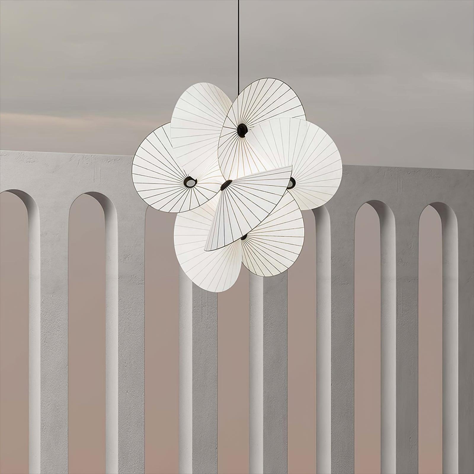 Elegant Scalloped Fabric Pendant Light Modern Indoor Hanging Fixture for Home