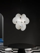 Elegant Scalloped Fabric Pendant Light Modern Indoor Hanging Fixture for Home