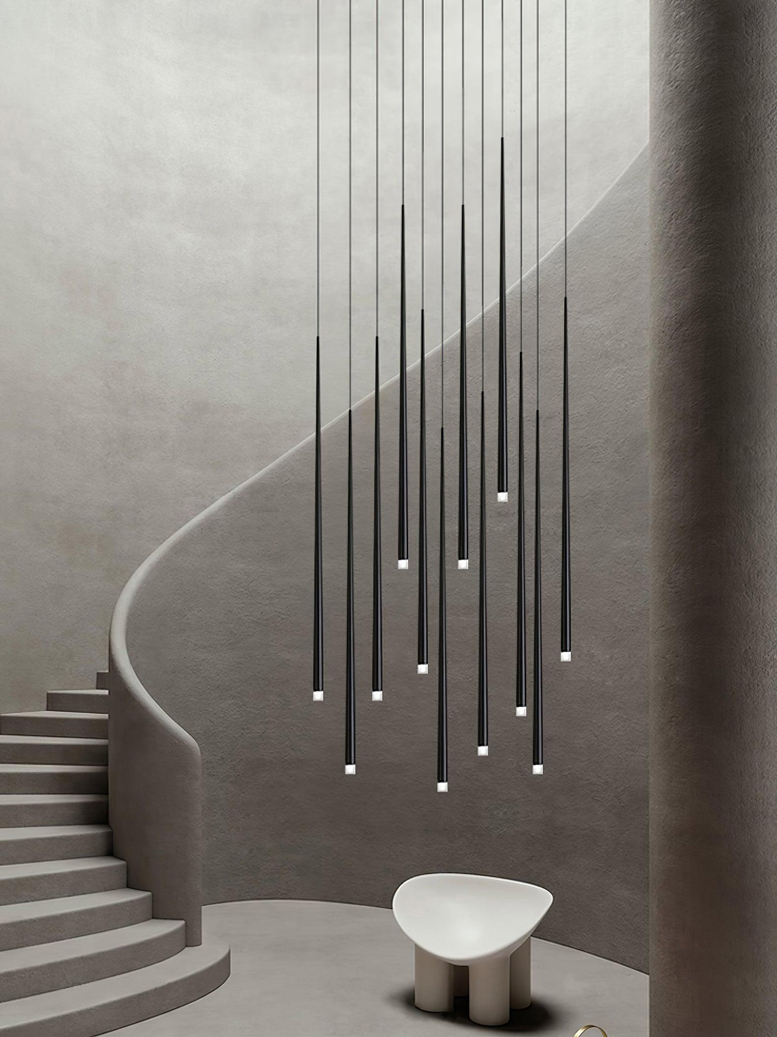 Elegant Slender Cone Multi Light Chandelier Modern Black LED Pendant Lamp