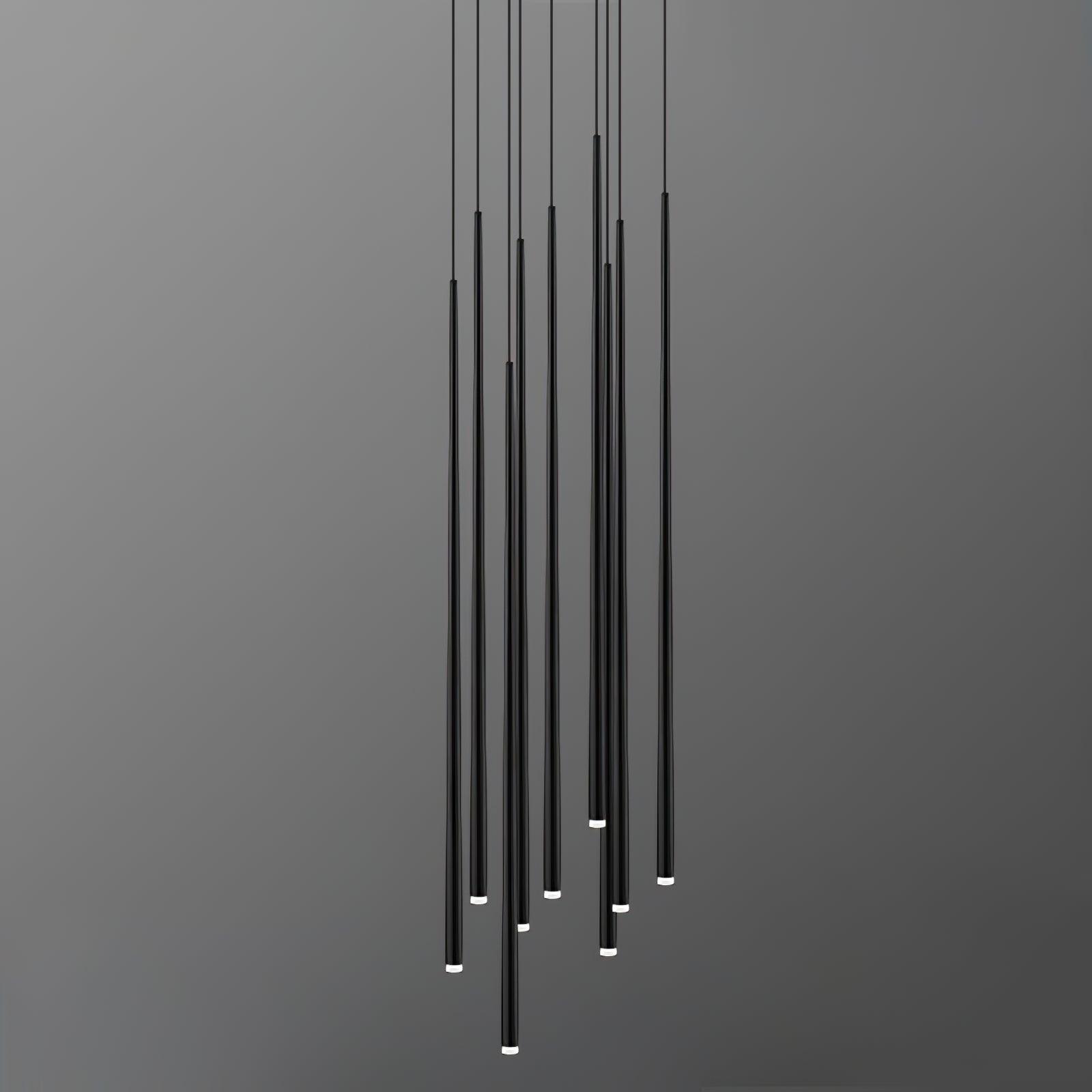 Elegant Slender Cone Multi Light Chandelier Modern Black LED Pendant Lamp